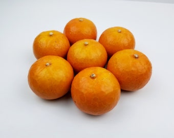 Faux Mandarin Oranges- 8pcs -  Primitive Rustic Faux Orange Cutie Citrus Fruits - Artificial Tropical Bowl/Basket Filler Fruit Arrangement.