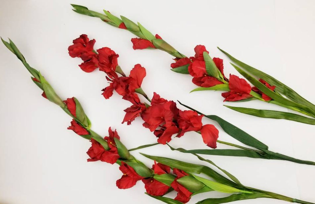 XL Faux Gladiolus 3 Stems. Artificial Red Gladiolus With Buds Etsy