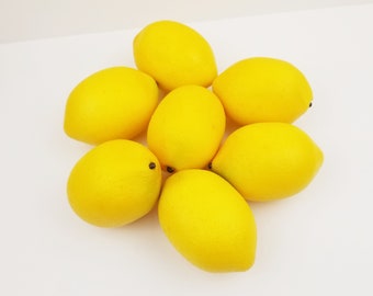 Artificial Lemons - 7pc Set - 4in - Faux Lemon Citrus Fruit Bowl/Basket Filler Arrangement-Decorative Fake Lemons - Lemon Home Decor Accents