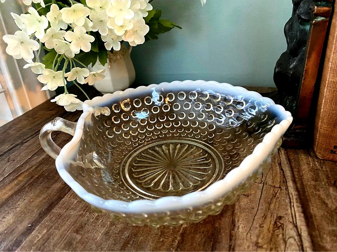 Fenton Opalescent Glassware - Hobnail Ruffle Edge Candy Dish With ...