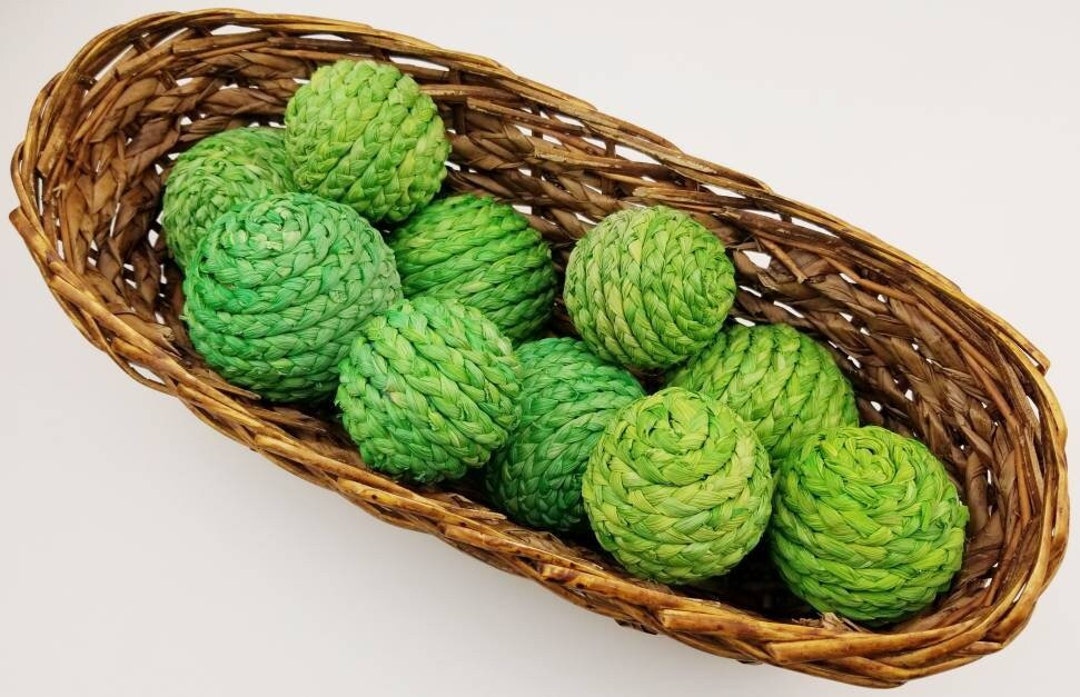 Rattan Balls 10 Pieces. Green Rattan Orb Bowl/basket Filler Variety