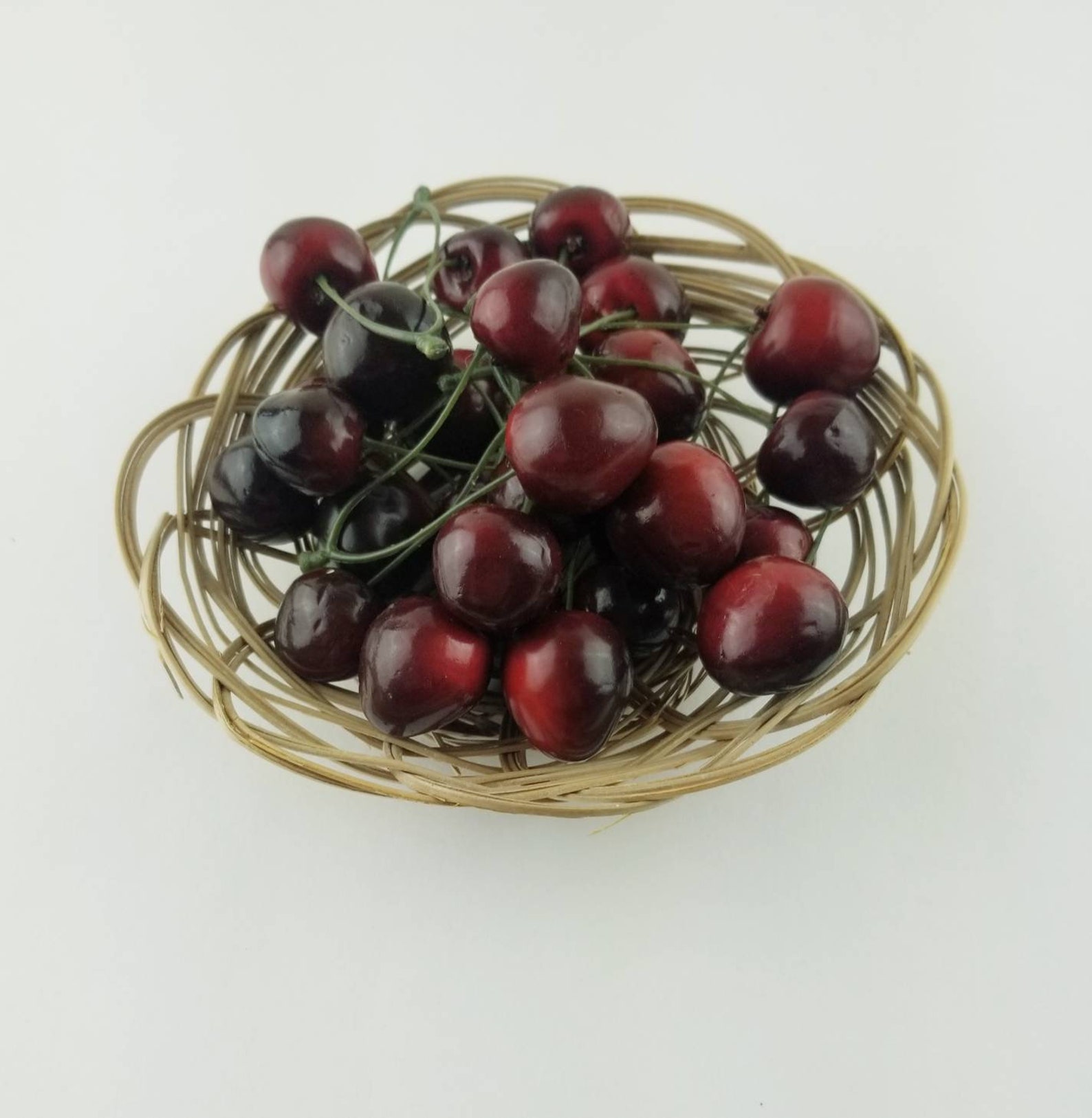 Fake cherries set of 12. Double cherry stems. Realistic Etsy
