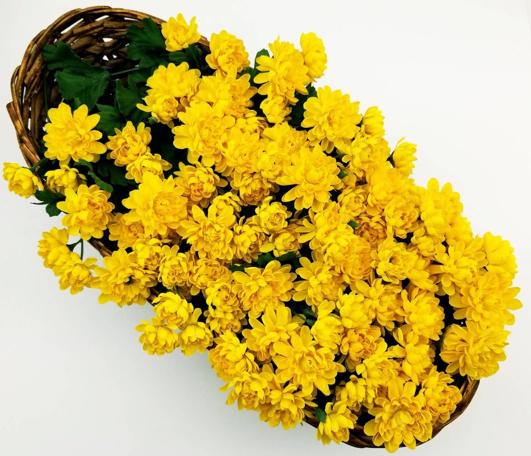 Artificial Mums 40 Picks. Artificial Chrysanthemum Flowers and Greenery