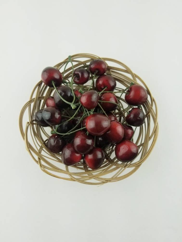 Fake cherries set of 12. Double cherry stems. Realistic Etsy