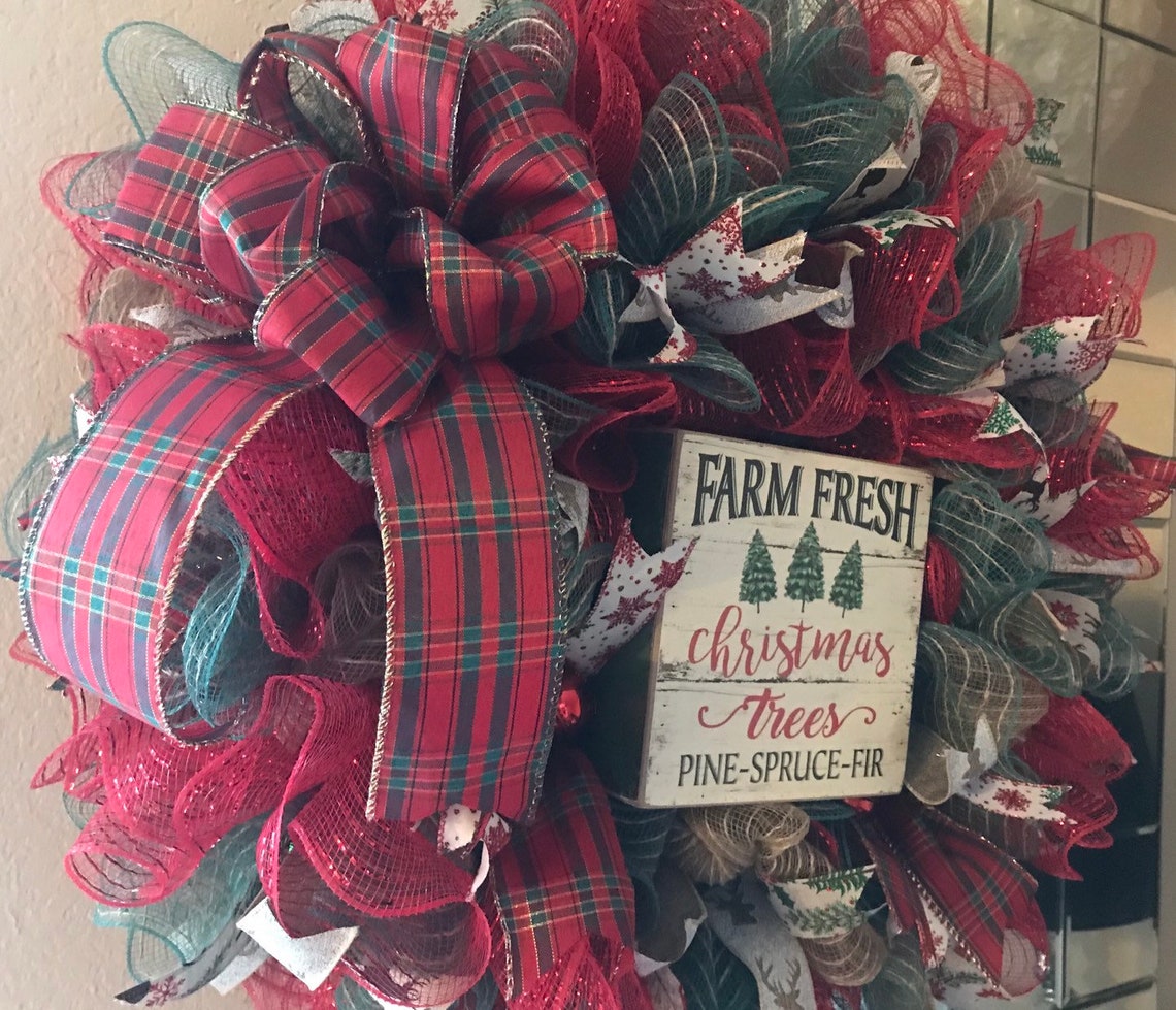 Farm Fresh Christmas Tree Wreath Etsy UK