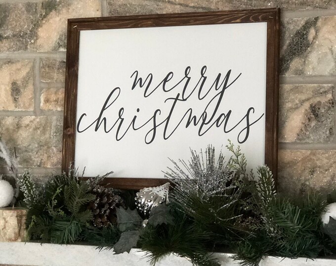 Merry Christmas Sign Rustic Holiday Decor Holiday Sign Christmas Canvas