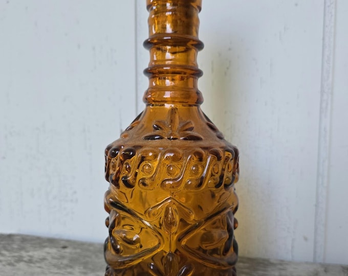 Vintage Jim Beam Amber Glass Decanter with Stopper