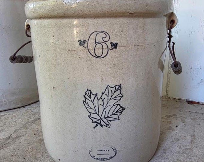 Crock | Vintage Western 6 Gallon Stoneware Crock with Handles | Crock | Western Stoneware | Farmhouse