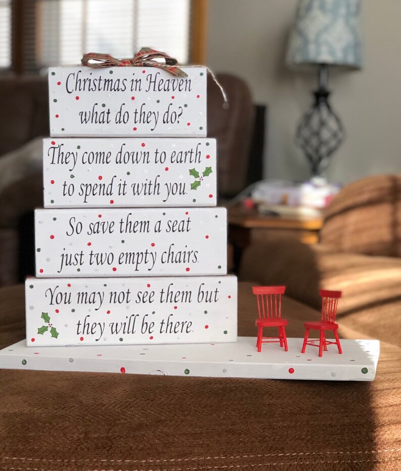 Christmas In Heaven Poem Wooden Block Set Chair Loved Ones In Rememberance Decor In Loving Memory Of Christmas Decor