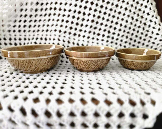Vintage Stoneware Minxing Bowls - USA Stamped