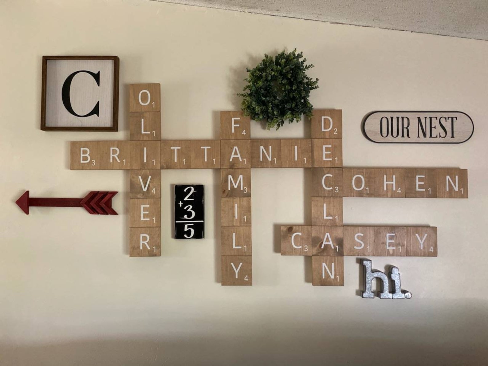 Large Scrabble Tiles Scrabble Tiles Wall Art Family Member | Etsy