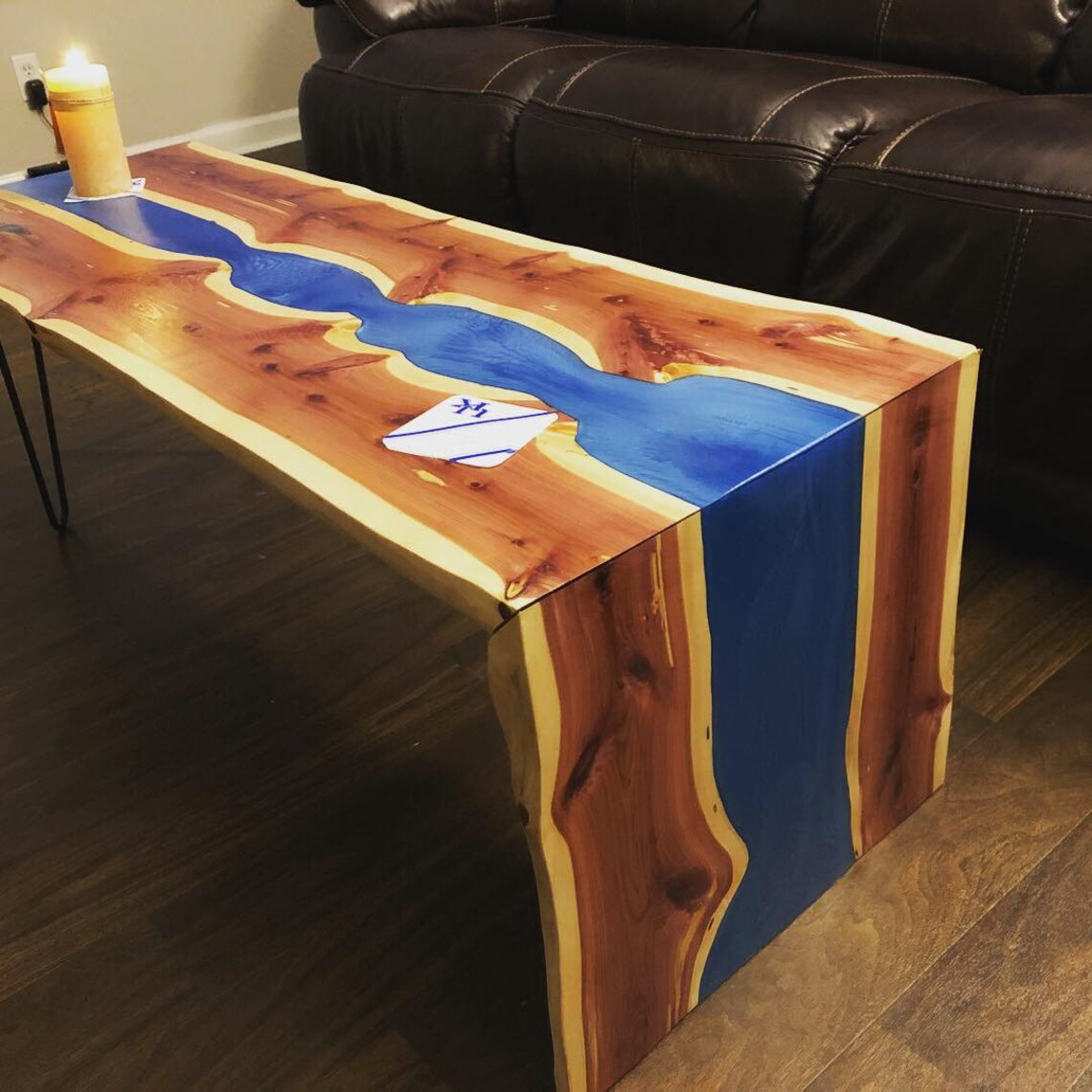 Live Edge Riverwaterfall Table Etsy