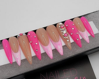 Pretty N Pink - Extra Long Stiletto Press on Nails | Fake nails | Glue on nails