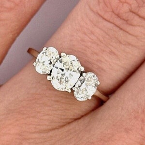 14k White Gold Natural 1.20ctw Three Stone Diamonds Ring
