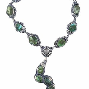 Sonoran Gold Turquoise Sterling Silver Navajo Handmade Snake Native Necklace