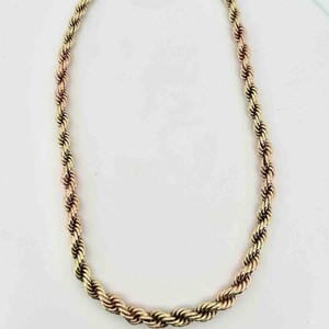 Vintage 14k Twisted Rope Graduated Necklace Rose and Yellow Gold Chain ...