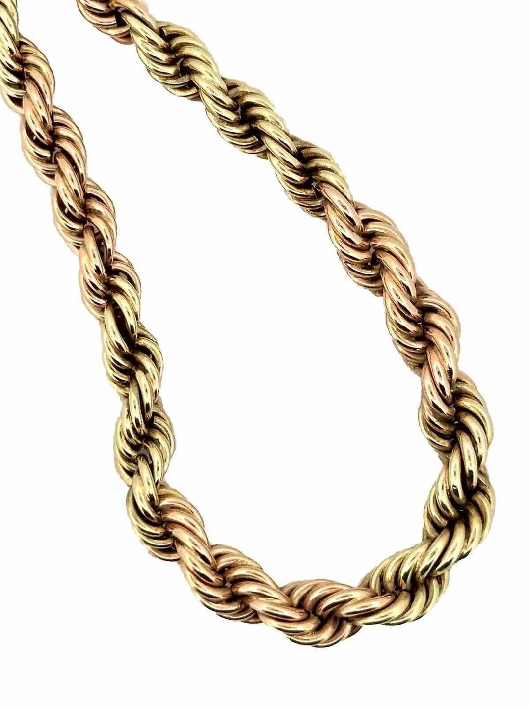 Vintage 14k Twisted Rope Graduated Necklace Rose and Yellow Gold Chain ...