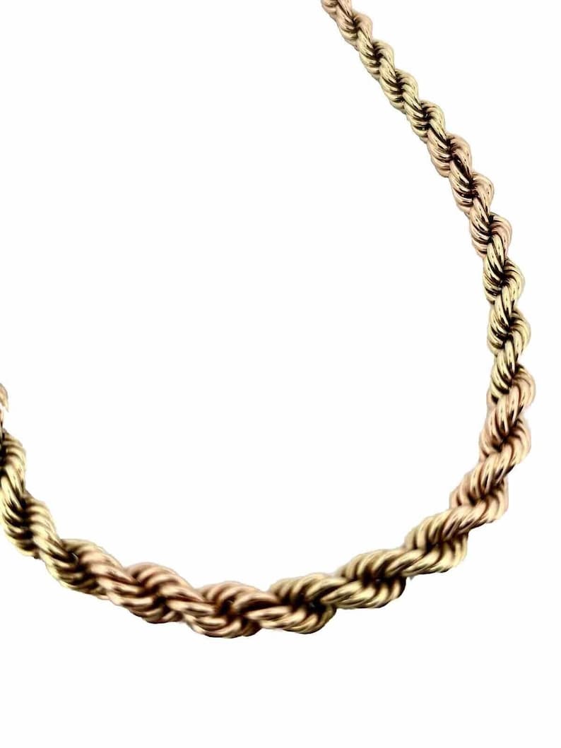 Vintage 14k Twisted Rope Graduated Necklace Rose and Yellow Gold Chain ...