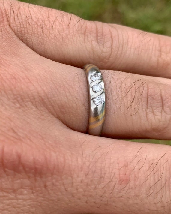 Platinum 950 Ring Wedding Band VVS Diamond 1/5ctw… - image 5