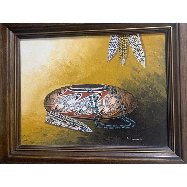 Beautiful! Original Oil Painting from 1981 by Native American Jimmy Yellowhair