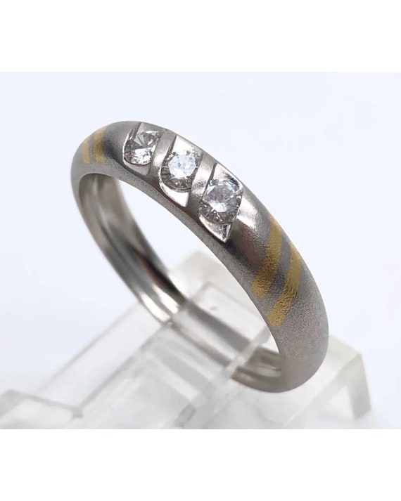 Platinum 950 Ring Wedding Band VVS Diamond 1/5ctw… - image 4