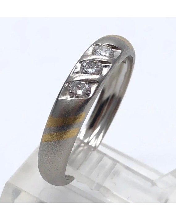 Platinum 950 Ring Wedding Band VVS Diamond 1/5ctw… - image 10