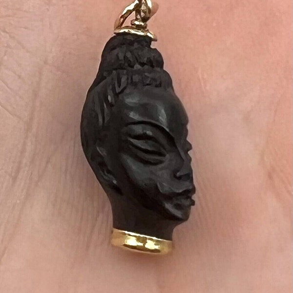 Corletto Solid 18k Yellow Gold & Carved Ebony 3-D Blackamoor head Charm