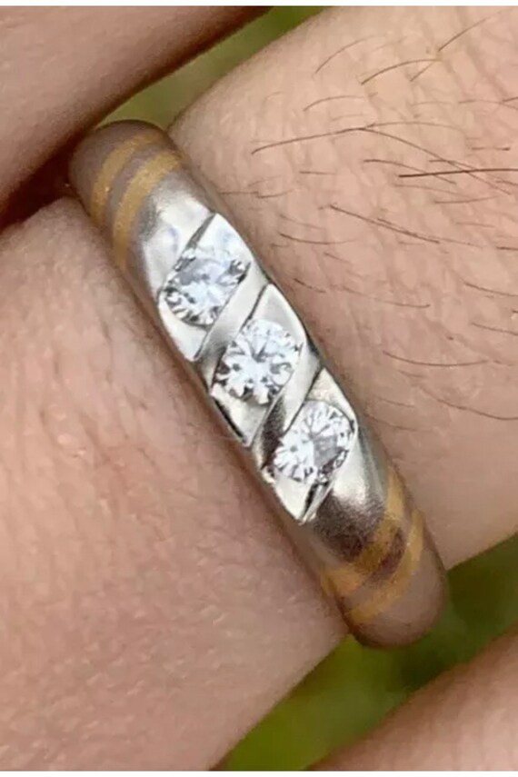Platinum 950 Ring Wedding Band VVS Diamond 1/5ctw… - image 7
