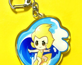 Yellow Pearl Surfer Acrylic Charm