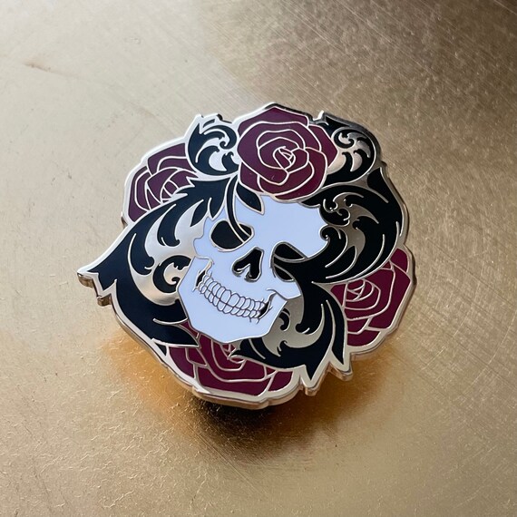 Skulls & Roses Enamel Pin - Etsy