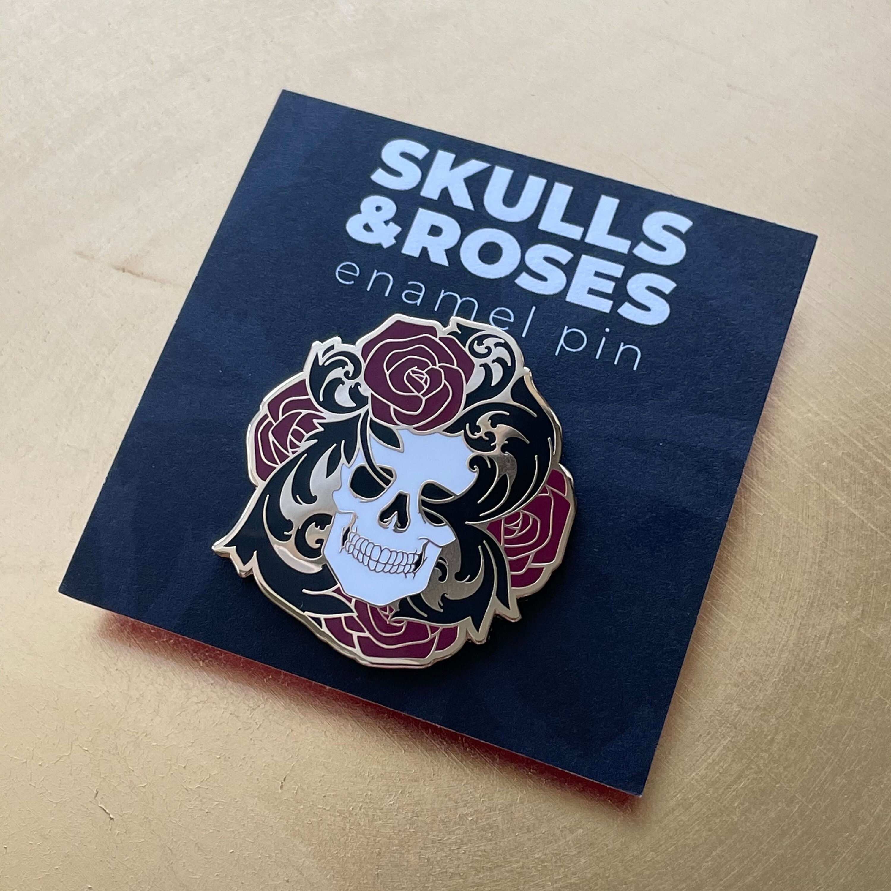 Skulls & Roses Enamel Pin - Etsy