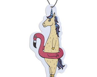 12 Pack Car Air Freshener, Unicorn in a Flamingo Car Air Freshener, Cute Car Decoration, Gift, Scented with Premium Oils!