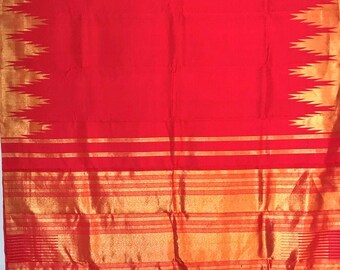 Temple Border Special! Chili Red Pure Kanchipuram with Designer Tassels & Falls