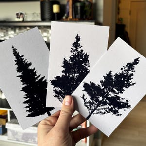 Einfacher Baum - Leinenpapier Postkartenset