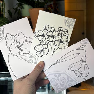 Flores simples - Postais de linho