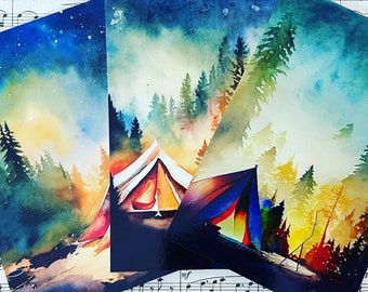 Camping postcard set