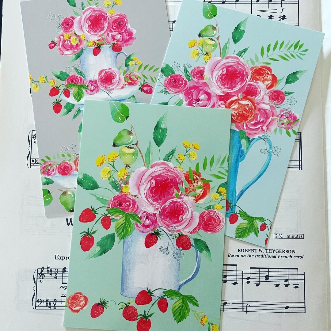 Spring Flowers Postcard Set - Etsy