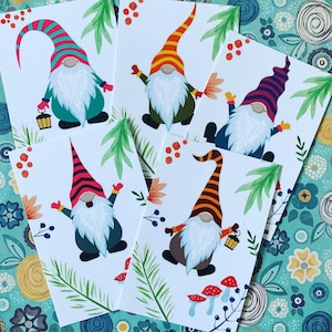 Conjunto de cartões postais de gnomos