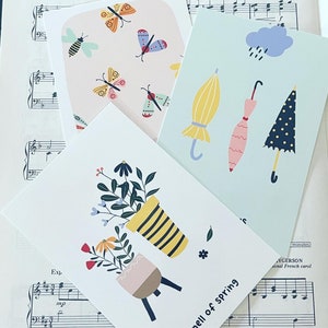 Spring rain postcard set