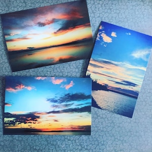 Conjunto de postales al atardecer