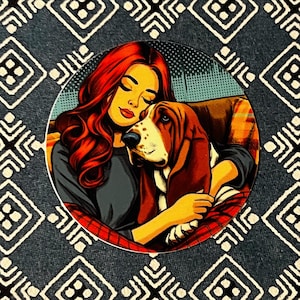 Sticker basset câlin découpé