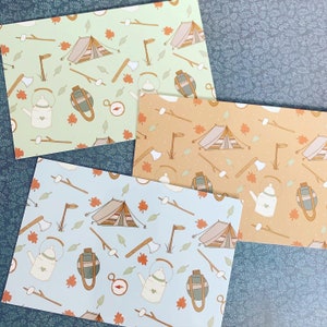 Set da cartolina per gli elementi essenziali del campeggio