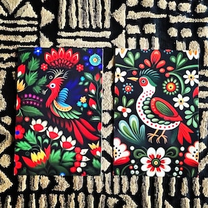 Folk birds postcard set