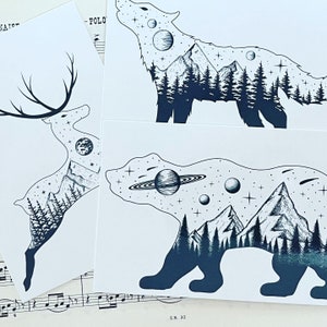 Lot de cartes postales animaux de la montagne