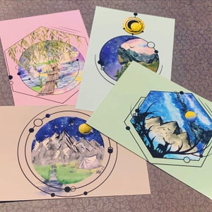 Conjunto de postales de verano