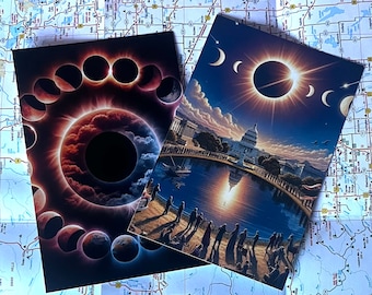 Lot de cartes postales éclipse solaire