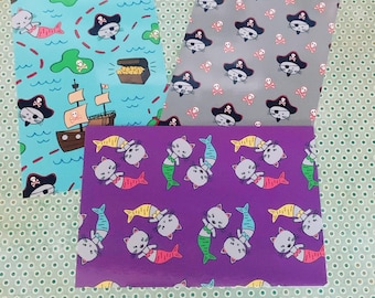 Conjunto de postais de gato pirata