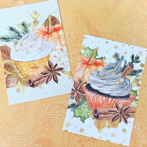 Ensemble de cartes postales au lait aux épices à la citrouille