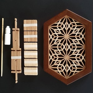 DIY Kumiko kit. No need to cut and ready to assemble. Wall decor with pattern - Kawari yae zakura. Japanese art.