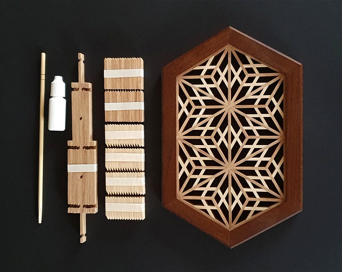 DIY Kumiko Kit: Kawari Yae Zakura Pattern, Japanese Wall Art Decor